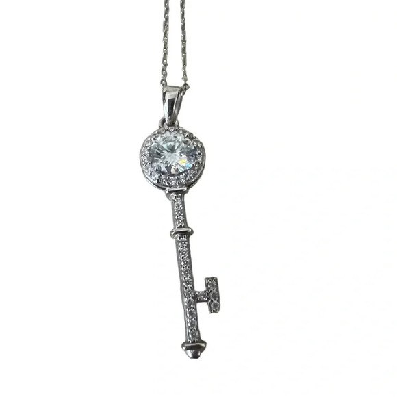 Key To My Heart Moissanite Pendant 18” Chain - Picture 2 of 5